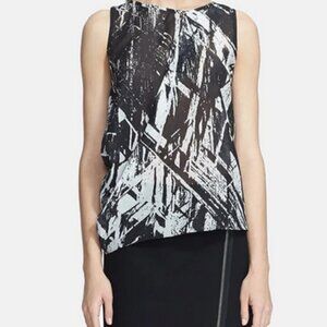 Helmut Lang Silk Meteor Asymmetrical Black White Top S